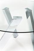 designový jídelní kulatý stůl ze skla a kovu