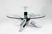 Konferenční stolek sklo-kov